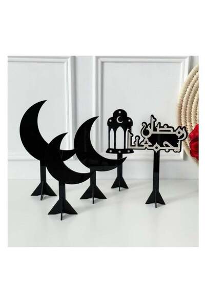 Story of candle رمضان - طقم هلال رمضان من 5 استاندات هلال وفانوس و عبارة "رمض...