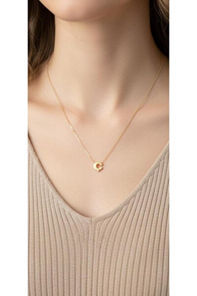 kuyumcu nurettin 1,60 gr (GRAM) Ç Harfi 3 Boyutlu Kolye Ucu ve Zincir 14 Ayar...