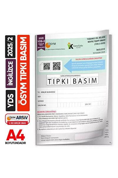 Karakutu Yayınları YDS 2025/2 Kasım ÖSYM Tıpkı Basım Çıkmış Soru Deneme Kitap...