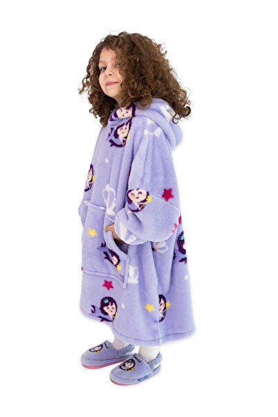 Milk & Moo Little Mermaid Wearable Hooded Blanket with Pouch Purple