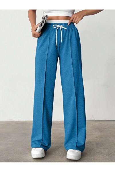 Miyalon Women's Baggy Wide Leg Elastic Waist Two Thread Combed Cotton Sweatpa...