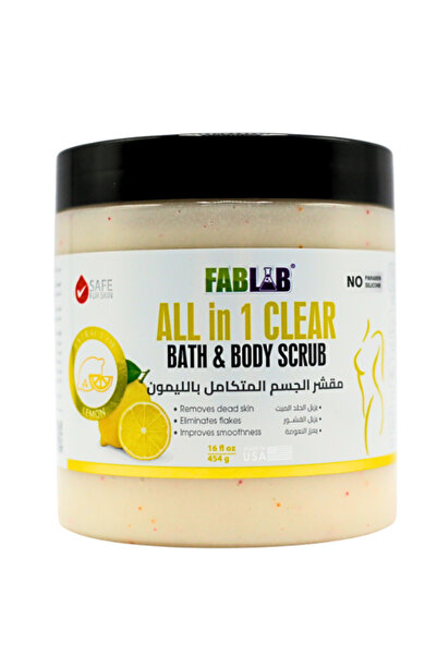 Fab lab مقشر الجسم والاستحمام الشفاف الكل في واحد برائحة الليمون - 454 جم
