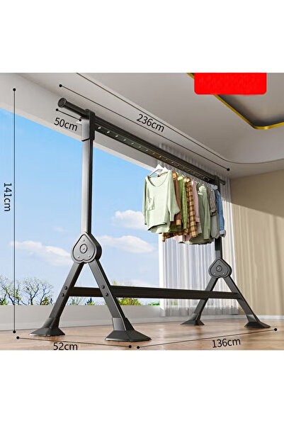 NKX حامل تجفيف الملابس التلسكوبي بطول 2.36 متر - عمود واحد شديد التحمل مع شبكة تجفيف قابلة للغسل