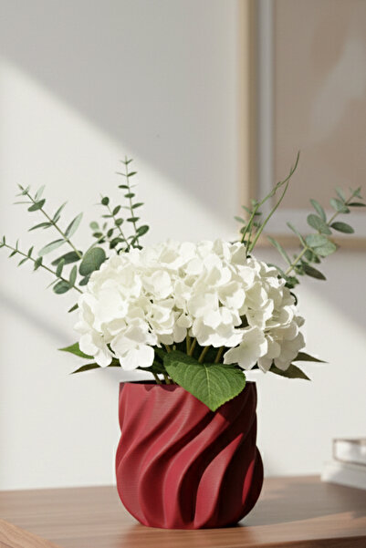 MEK Flexible Wave Design Decorative Plastic Vase Red (12X12.5Cm)