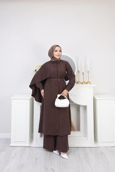 Cardella Set din două piese din bumbac gabardină pentru femei, cu nasturi, cu...