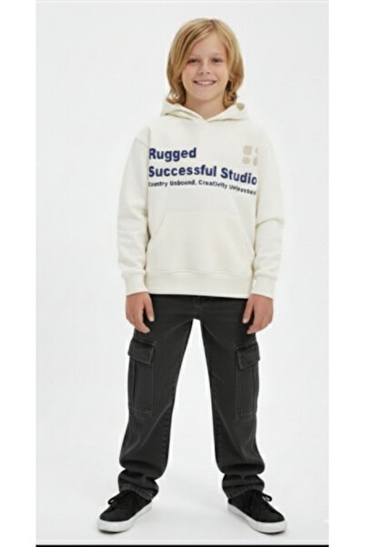 Dmb Αγορίστικο τζιν παντελόνι με ρυθμιζόμενη ελαστική μέση, τσέπες cargo, κλε...