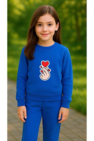 playwear Παιδικό Φούτερ Σετ με στάμπα HEART HAND PRINTED για Κορίτσια και Αγό...