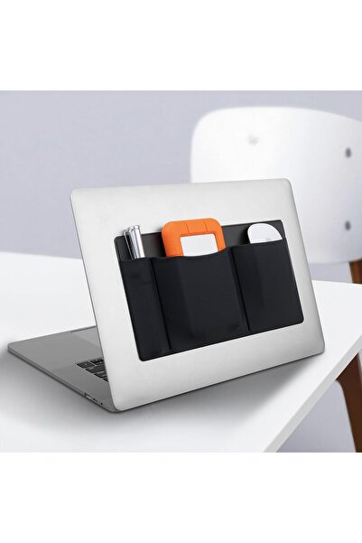 Lacdo 3-Pocket Stick-On Laptop Pouch Organizer (Black)