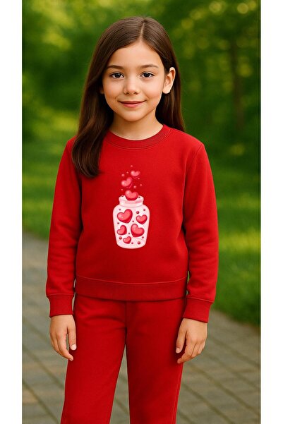 playwear Παιδικό Φούτερ Σετ με στάμπα καρδιάς για κορίτσια και αγόρια, με λαι...