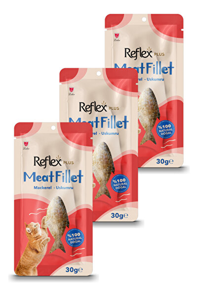 Reflex Meat Fillet Yetişkin Kediler için Ödül Maması Uskumru 30 Gr Üçlü Paket