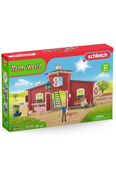 SCHLEICH Ferma Jucărie: Hambar Roșu cu Animale și Accesorii (42606)