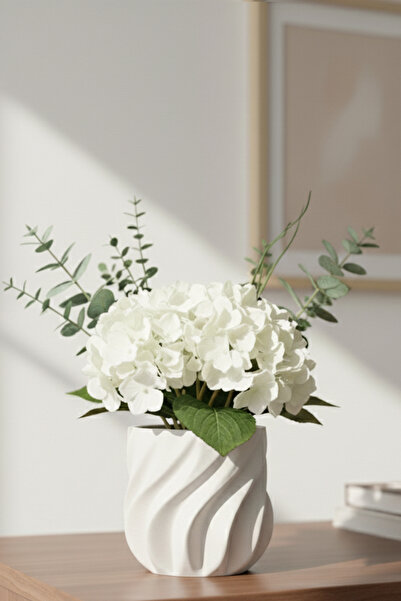 MEK Flexible Wave Design Decorative Plastic Vase White (12X12.5Cm)