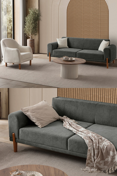 Eymense Mocha Plus Sırt Mekanizmalı Koltuk Takımı 3+1 Antrasit