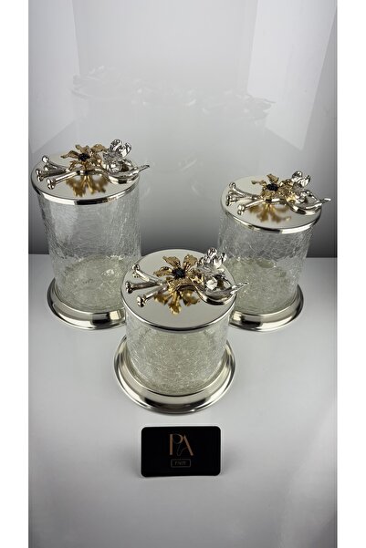 ozbience Dekoratif Çay Kahve Şekerlik Kavanoz Sunumluk Nişan ve Söz Süs Eşyası