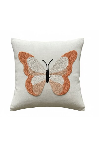 Les Passent Изпрана ленена възглавница с мотив пеперуда