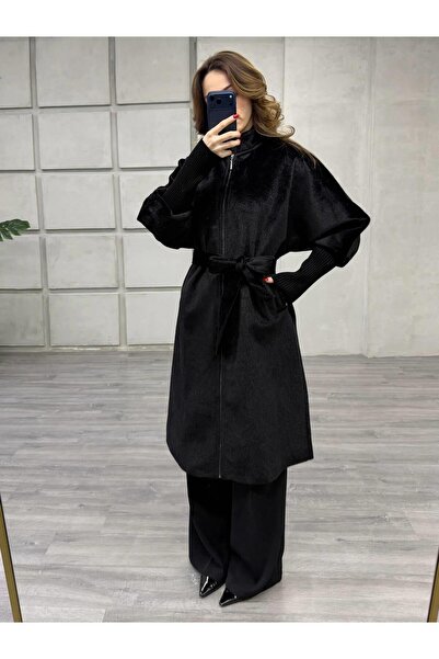 Coral 70040 Wide Elastic Ankle Fur Coat Black