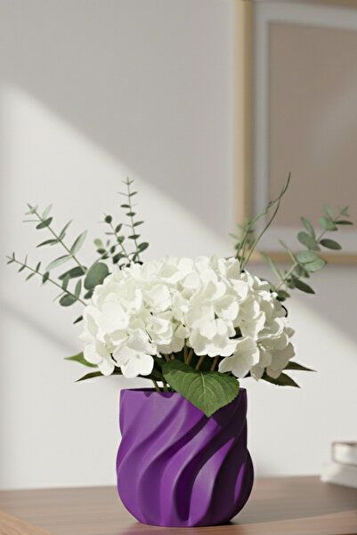 MEK Διακοσμητικό πλαστικό βάζο με εύκαμπτο σχέδιο κυμάτων μωβ (12x12,5 εκ.)