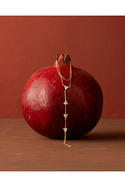 Silveria Jewels 925 Ayar Gümüş Altın Renkli Çiçek Modeli Zirkon Şahmeran