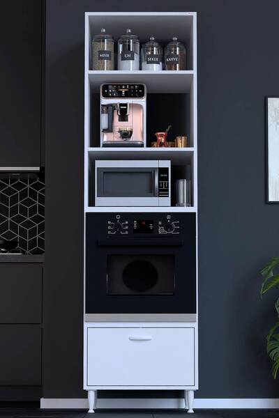 Lina Vella Home LİDYA 60x217x56 cm Boyutunda Ankastre 1 Kapaklı Mini/Midi Mikrodalga Fırın Dolabı