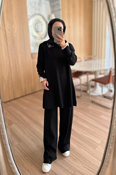 Ka Hijab Premium Rayon Suit with Tulle Sleeves - Black