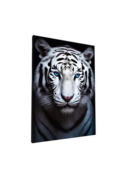 PozaTablou Pictură pe pânză: Portret de tigru alb cu ochi albaștri 50x70 cm