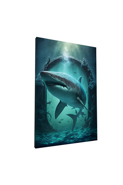 PozaTablou Pictură pe pânză: Rechin înotând printr-un arc subacvatic 50x70 cm