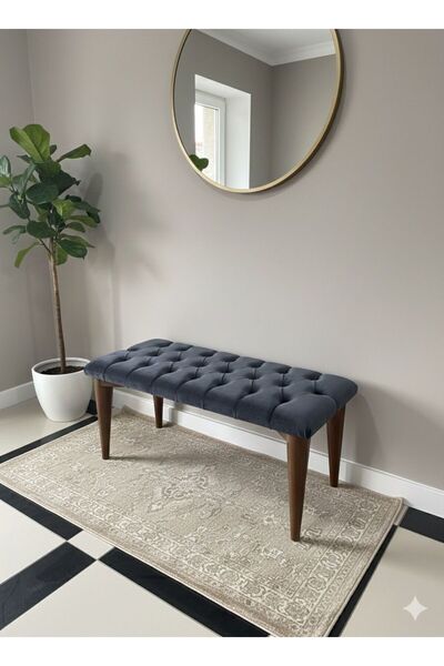 FERHAT DEKOR Lüks Kapitoneli Bench – Kadife Döşemeli Oturma Pufu (Farklı Renk...