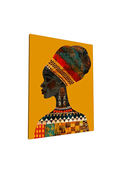 PozaTablou Pictură pe pânză: Siluetă africană cu model geometric 80x110 cm