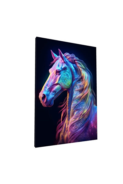 PozaTablou Pictură pe pânză: Portret de cal în culori neon 70x100 cm