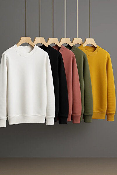 COMBİNE MİCHAİL Men's Basic Oversized Premium 5-Piece Sweater