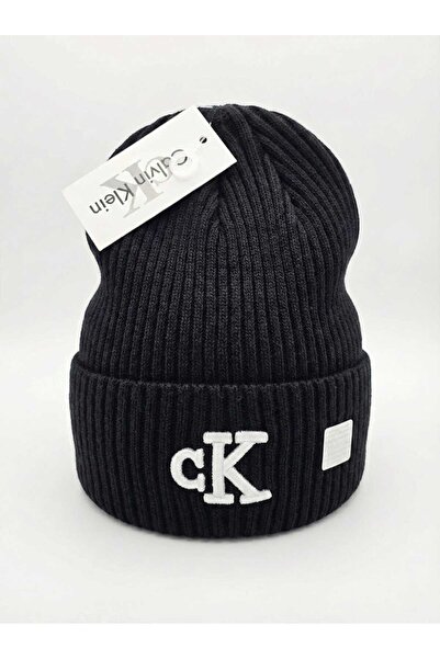 Calvin Klein Striped wool blend hat, Unisex, One Size, Black