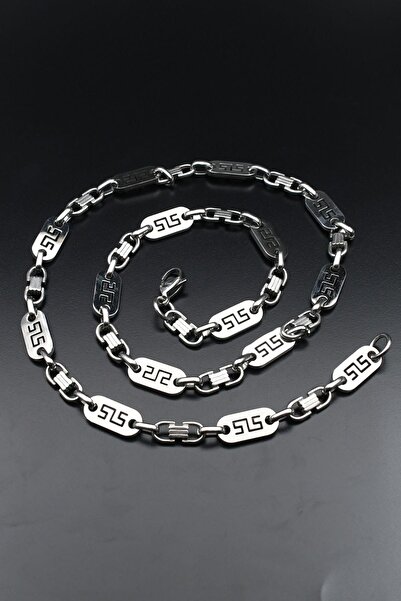 Prestige Grek Patterned Stainless Steel Necklace Chain 8mm 902476
