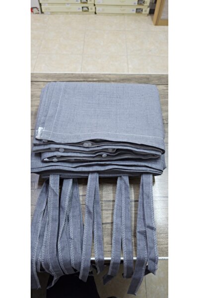 SHY TEKSTİL Perdele de balcon de lux, clasa I, eleganță, gri, culoare uni, cu cornișă superioară, cu șireturi laterale și inferioare