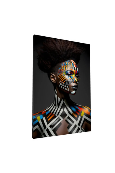PozaTablou Pictură pe pânză: Portret colorat cu motive africane 70x100 cm