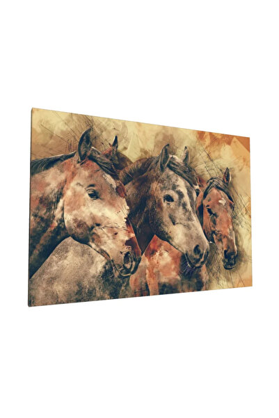 PozaTablou Pictură pe pânză: Trio de cai în tonuri de pământ 40x30 cm