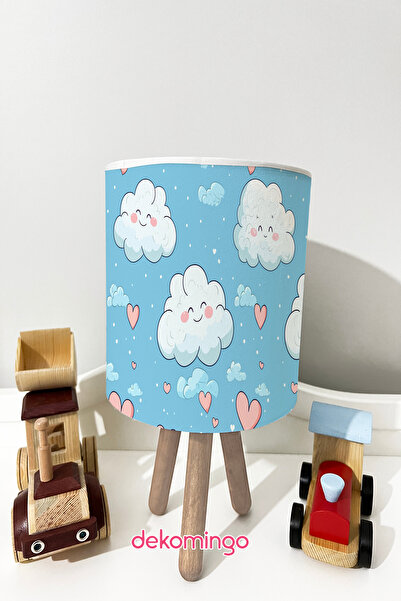 dekomingo Smiling Face Cloud Blue Patterned Lamp Shade