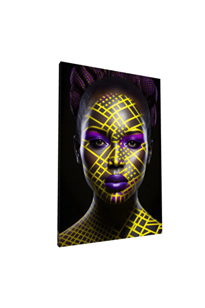 PozaTablou Portret pe pânză: Tonuri vibrante geometrice (2) 80x120 cm