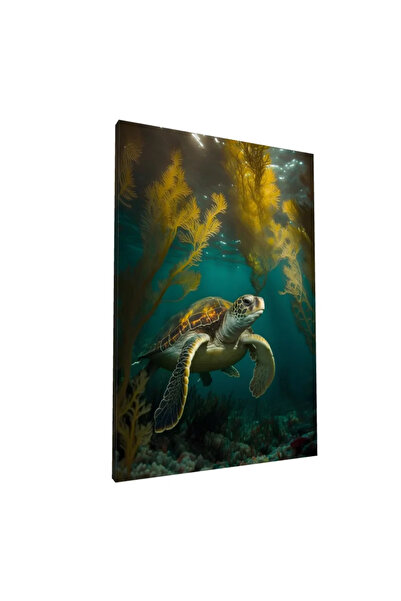 PozaTablou Pictură pe pânză: Broască țestoasă printre alge subacvatice 80x120 cm