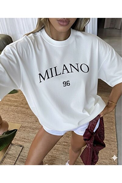 BW Bravely Wear تي شيرت ميلانو 96 مطبوع للنساء