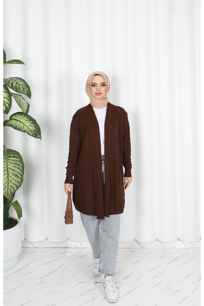 NİSUM MODA Wave Patterned Knitwear Cardigan