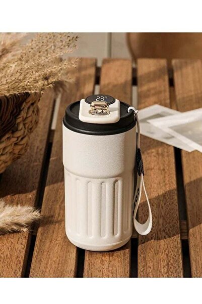 Generic 460ml Insulated Travel Coffee Mug with LED Temperature Display, 316 Stainless Steel, Leakproof (Whit