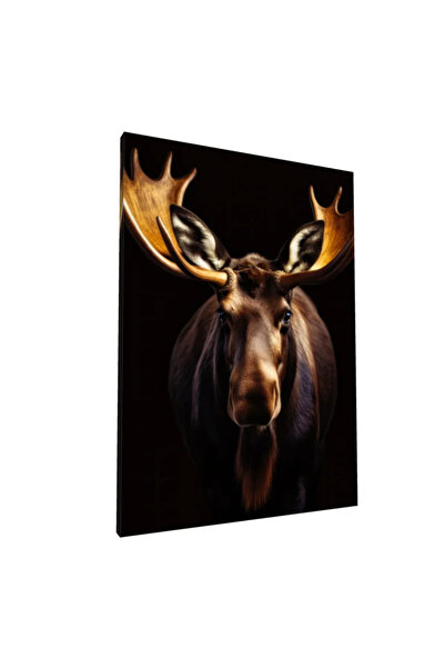 PozaTablou Pictură pe pânză: Portret realist de elan cu coarne impunătoare 80x110 cm