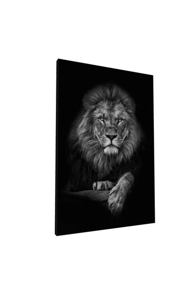 PozaTablou Pânză Portret Leu Regal, Alb-Negru, 50x70 cm
