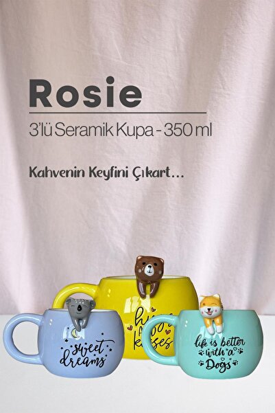 ROSIE كوب سيراميك على شكل كوالا وكلب ودب سعة 350 مل