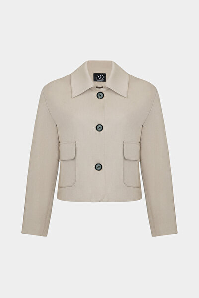 Açelya Okcu Premium Vento Lycra Pocket Detailed Short Woven Jacket