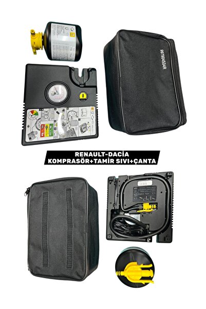 ORJ RENAULT - DACİA LASTİK ŞİŞİRME KOMPRASÖR - TAMİR SIVISI + ÇANTA