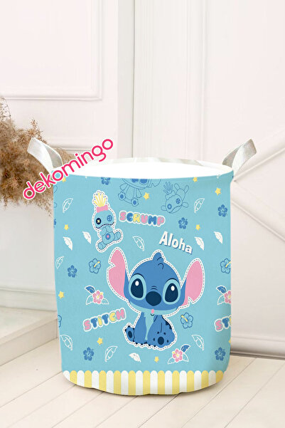 dekomingo Stitch Desenli Keçe Oyuncak Sepeti-Çamaşır Sepeti 30x45 cm