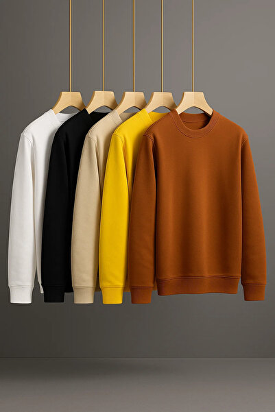 COMBİNE MİCHAİL Men's Basic Oversized Premium 5-Piece Sweater