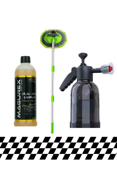 MAGUREX Oto Cam Temizlik Seti: Cilalı Araç Şampuanı 800 ML + Köpük Pompası 2 ...