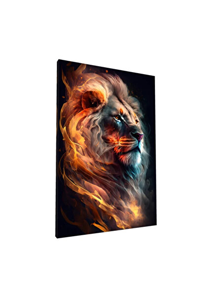 PozaTablou Leu Maiestuos în Flăcări - Pânză 70x100 cm